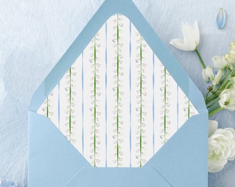 Lily Lined Envelope | Watercolor Lily of the Valley Pattern Liner