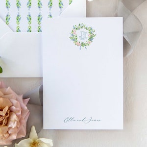 Ellie Briefpapier | Elegante Dankeskarten mit Aquarell Wappen mit Monogramm