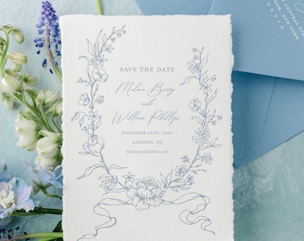 Secret Garden Save The Date | Floral Letterpress Save The Date on Handmade Paper