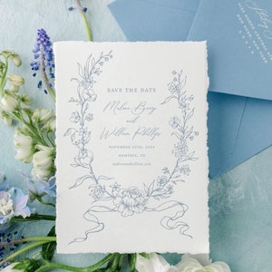Réservez cette date | Typographie florale "Retenez cette date" sur papier fait main