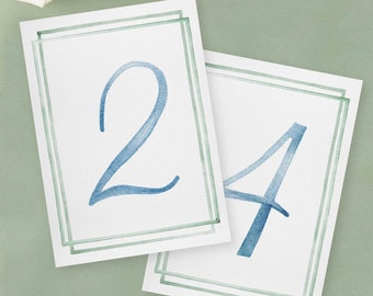 Katherine Table Number Cards | 5&quot; x 7&quot; Watercolor Table Number Cards