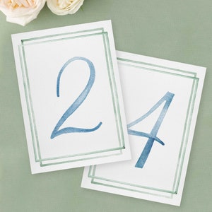 Tarjetas de números de mesa Katherine / Tarjetas de números de mesa en acuarela de 5" x 7"