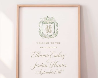 Tulip Blanche Welcome Sign | White Tulip Watercolor Crest Welcome Sign