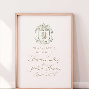 Tulip Blanche Welcome Sign | White Tulip Watercolor Crest Welcome Sign