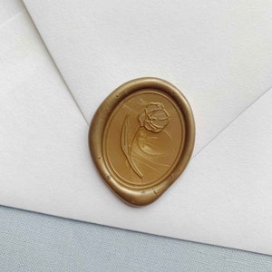 Tulip Blanche Wax Seals | Tulip Floral Self Adhesive Oval Wax Seal Stickers
