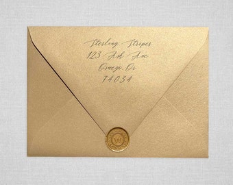 Gold Leaf Metallic Wedding Envelopes | Gold Pointed Flap Envelopes