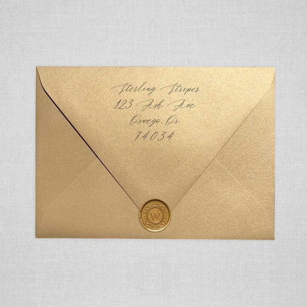 Gold Leaf Metallic Wedding Envelopes | Gold Pointed Flap Envelopes