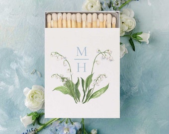 Lily Matchbooks | Watercolor Floral Crest and Monogram