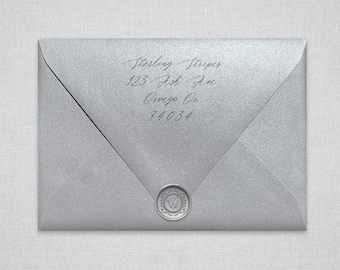Silver Metallic Wedding Envelopes | Silver Pointed Flap Envelopes
