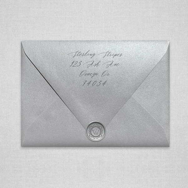 Silver Metallic Wedding Envelopes | Silver Pointed Flap Envelopes