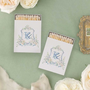 Katherine Matchbooks | Watercolor Floral Crest and Monogram