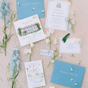 Convite de casamento com crista em aquarela personalizado de 3 peças, crista de casamento em aquarela, convite em aquarela, convite personalizado, crista em aquarela