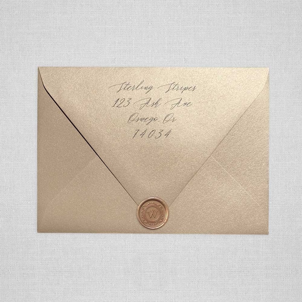 Sand Metallic Wedding Envelopes | Beige Metallic Pointed Flap Envelopes