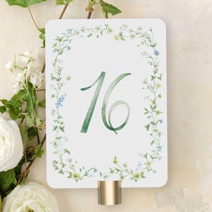 Cartões de números de mesa Allure | Cartões de números de mesa em aquarela de 5" x 7"