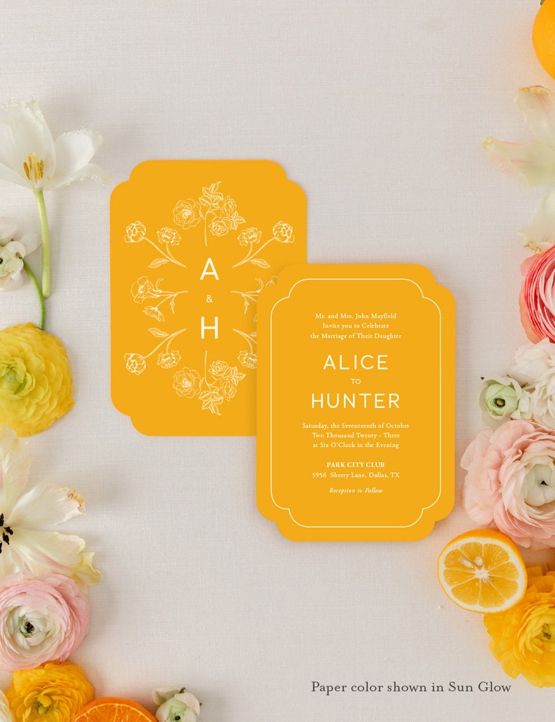 Full Bloom Wedding Suite Color Paper Wedding Invitations image 2