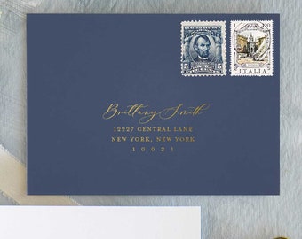 Ellie Envelope Addressing in Gold Metallic Ink | Digital Printed Envelope Addressing