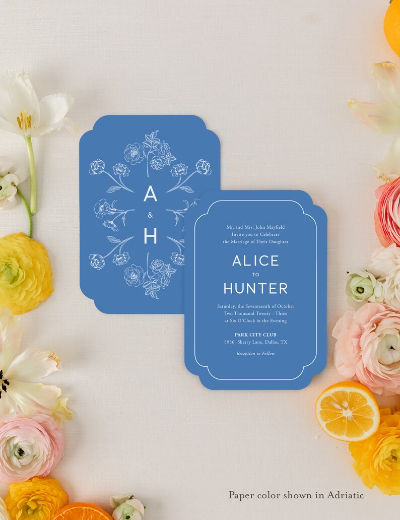 Full Bloom Wedding Suite Color Paper Wedding Invitations image 3