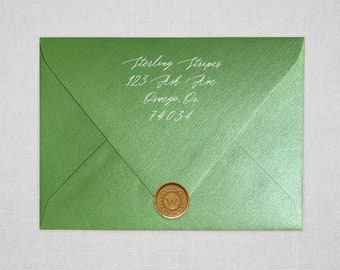 Fairway Metallic Wedding Envelopes | Green Metallic Pointed Flap Envelopes