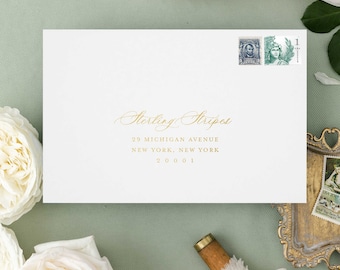 Katherine Addressing in Gold Metallic Ink | Digital Printed Envelope Addressing in Script