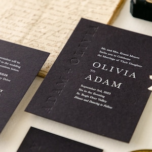 Black Tie Affaire Wedding Suite | Black and White with Blind Letterpress