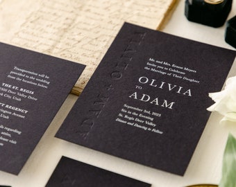 Black Tie Affaire Wedding Suite | Black and White with Blind Letterpress