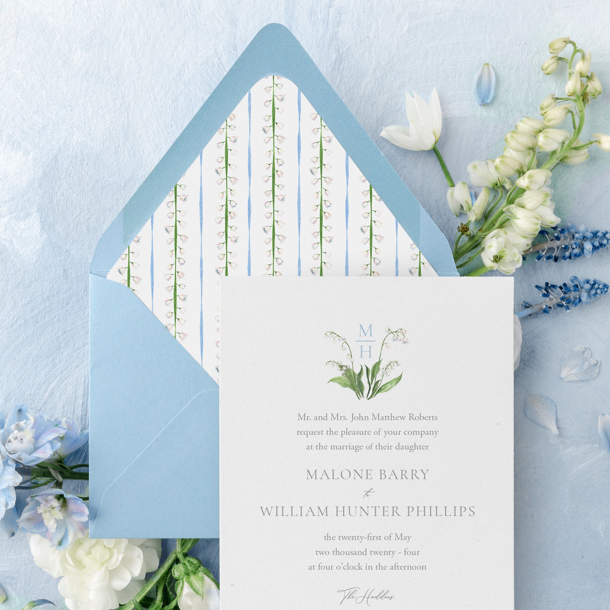 Lily Envelope Liner | Watercolor Lily of the Valley Floral Liner - Etsy