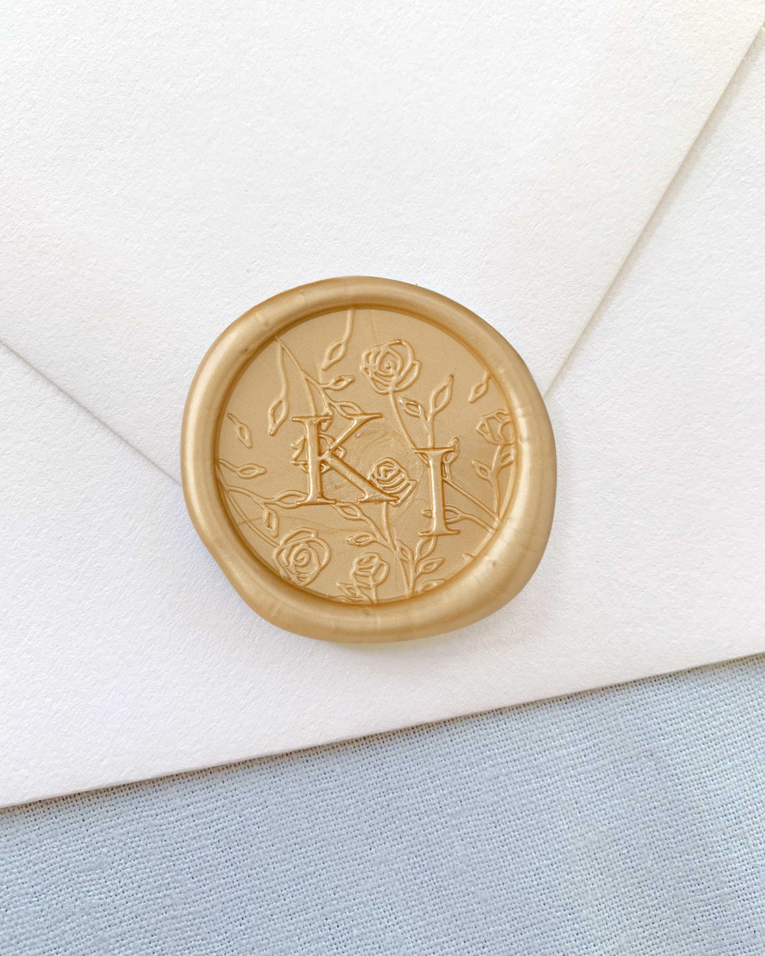 Katherine Wax Seals Roses and Custom Monogram Self Adhesive Etsy