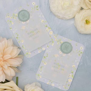 Allure Place Cards | Escort & Place Cards with Watercolored Floral pattern and Monogram Wax Seal