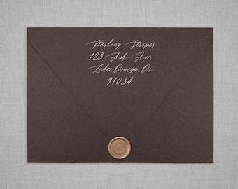 Bubinga Wedding Envelopes | Dark Brown Woodgrain Pointed Flap Envelopes