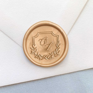Athena Monogram Wax Seals | Crest Monogram Wax Seals With Singe Initial | Self Adhesive Wax Stickers | 25 Pack