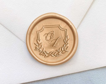 Athena monogram lakzegels | Crest Monogram Wax Seals met Singe Initial | Zelfklevende wasstickers | 25 pak