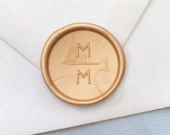 Modern Monogram Wax Seals With Bar Stacked | Self Adhesive Wax Seal Stickers