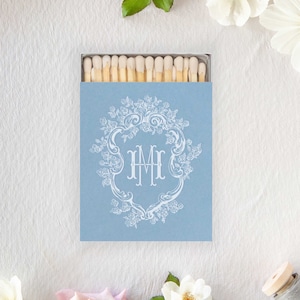 Barry Matchbooks |  Illustrated Hydrangeas Crest and Monogram