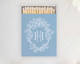 Barry Matchbooks |  Illustrated Hydrangeas Crest and Monogram