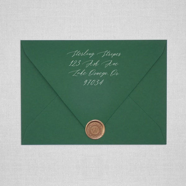 Forest Wedding Envelopes | Dark Green Pointed Flap Envelopes