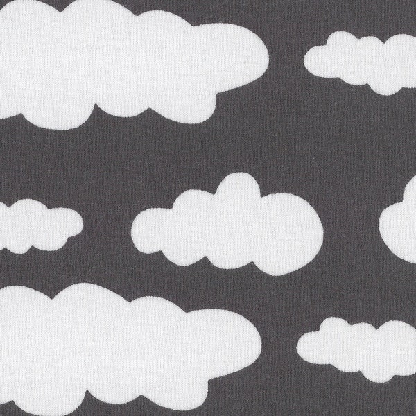 Wolken, dunkelgrau, Verena Jersey, Baumwolle - Swafing