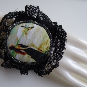 Filzarmband, Gothikarmband, bestickt, Bildapplikation, schwarze Spitze, schwarz, Manschettenarmband, Bracelet, Bild 1
