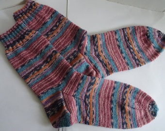 Kuschelsocken, Damensocken, Herrensocken, Handstricksocken,  Wollsocken,  Fußwärmersocken, Bootssocken, Elterngeschenk, mit  Farbverlauf,