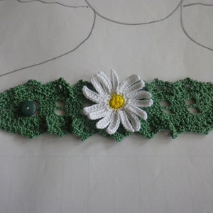Häkelarmband, Gänseblümchen, Blüten, Spitzenhäkelei, Baumwolle, Bild 2