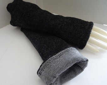 Long arm warmers, black walklodes, pulse warmer, cold wrists, gift mom, hand flatterer, wearable on both sides, ring pattern,