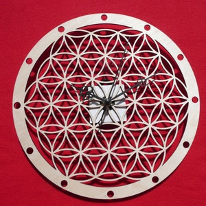 Flower of Life Wall Clock Wood 29 cm