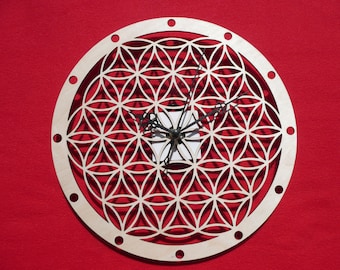 Flower of Life Wall Clock Wood 29 cm