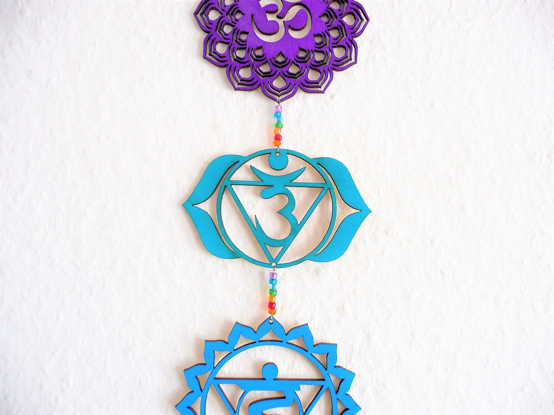 Chakra 7 Chakras Wall Hanging 3D Mural Wood Yoga Etsy