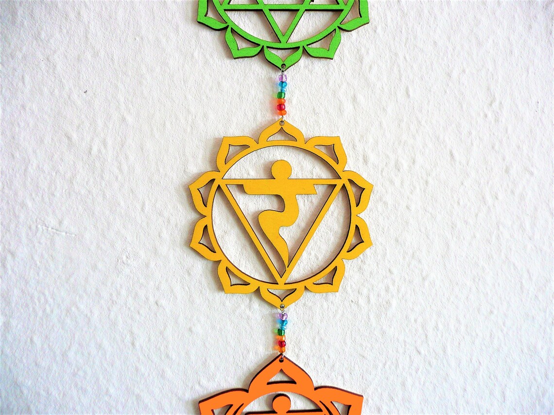 Chakra 7 Chakras Wall Hanging 3D Mural Wood Yoga Etsy