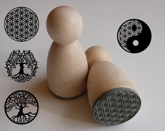 Bloem des Levens, Boom des Levens, Yin Yang Stempels, afzonderlijk of als set, 30 mm tot 60 mm