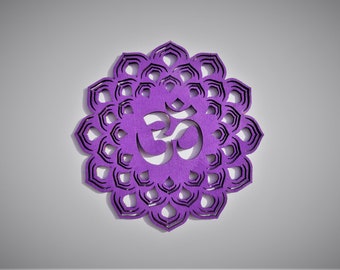 Sahasrara Crown Chakra Chakra Om Yoga Mural Wall Art 3D Madera 10cm 20cm 30cm