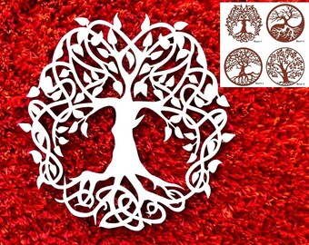 Levensboom 4 Vormen Muurdecoratie Raamdecoratie 3D Hout 10-29 cm