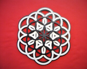 Levensbloem wanddecoratie, 3D hout, 29 cm