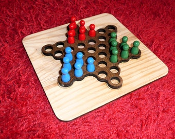 HALMA Mini Spiel für Reise und Kinder Holz klein