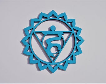 Vishudda Halschakra Chakra Yoga Mural Wall Art 3D Bois 10 cm 20 cm 30 cm